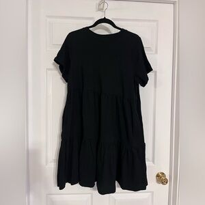Old Navy Black Tiered Mini Swing T-Shirt Dress, Size L